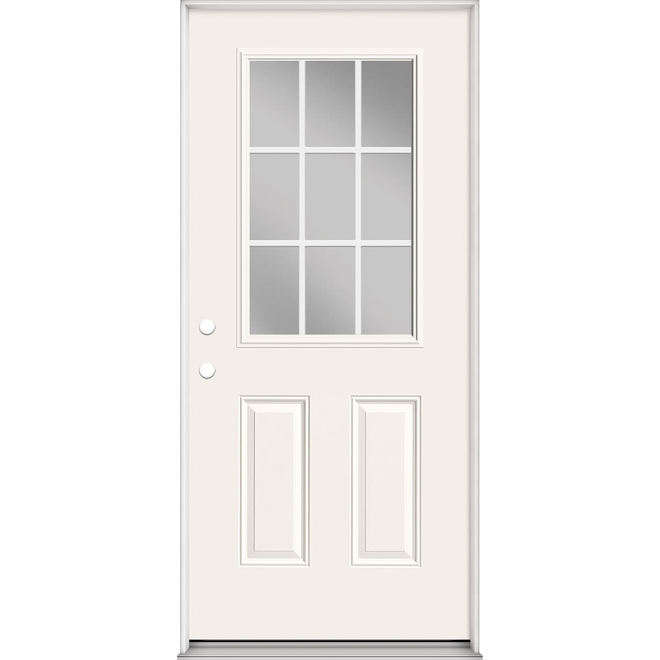 Masonite 36-in x 80-in 9-Lite 2-Panel Primed Steel Prehung Entry Door Righthand - White