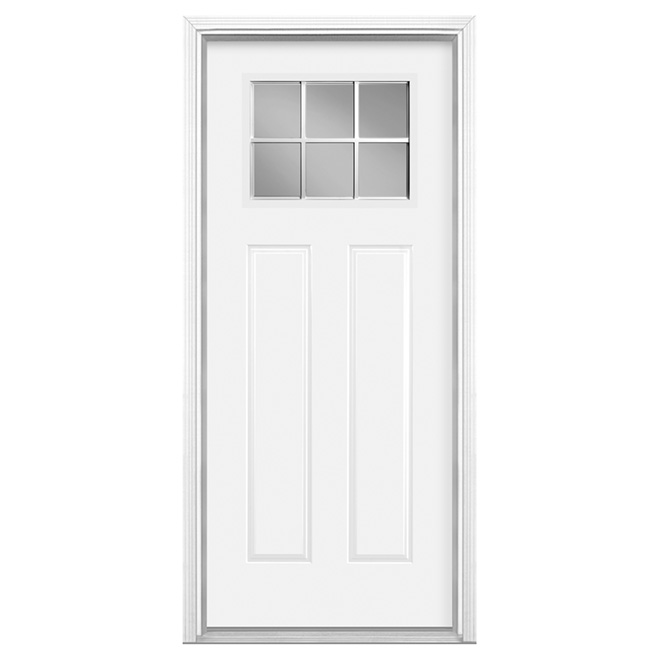 Masonite White Exterior Steel Entry Door - 2 Panels and 6 Lites - 34-in W x 80-in H - 4 9/16-in D Thick Jamb