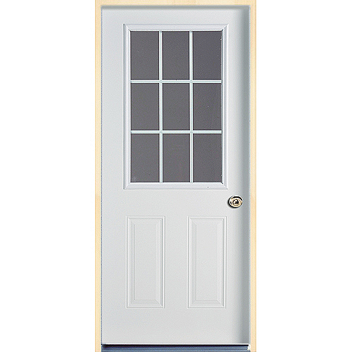 Masonite 9-Lite Steel Exterior Door - Right-Hand Opening - 34-in x 80-in - Primered