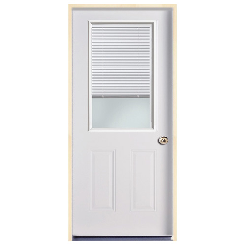 Masonite 32-in x 80-in Left-Hand Steel Door with ½ Glass/Blind