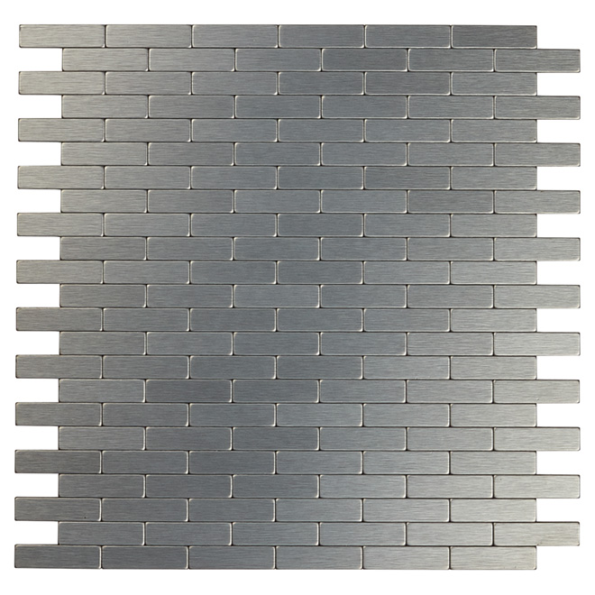 SpeedTiles Metal Wall Tiles - Bricky DG Dark Grey - Mosaic Peel and Stick - 11.42-in W x 11.57-in L x 5-mm D