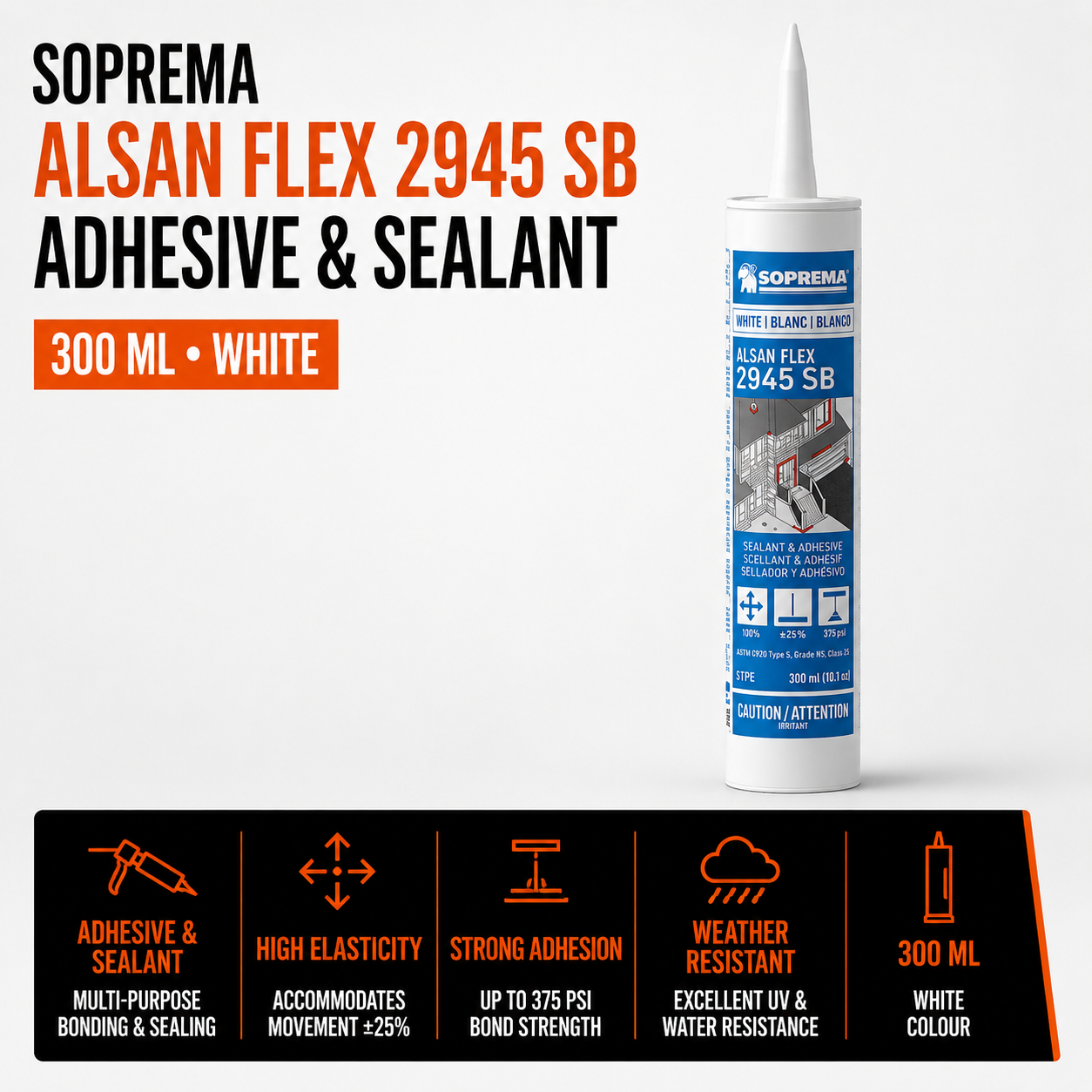 Alsan Flex 2945 SB Adhesive and Sealant - 300 ml - White