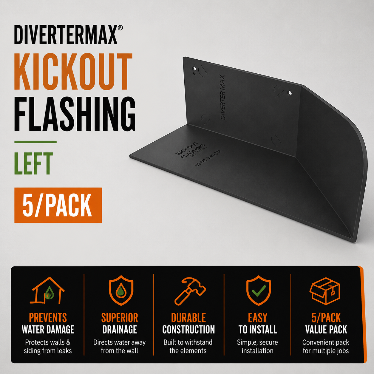 DiverterMAX Kickout Flashing - Left (5 pack)