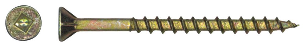 #8 x 1-1/4" Flat Head Square Drive Construction Screws - Yellow Zinc - 500/Pack