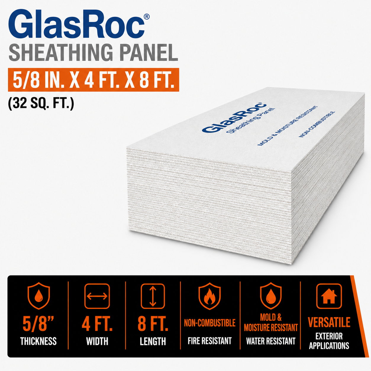 5/8 in. x 4 ft. x 8 ft. GlasRoc® Sheathing Panel