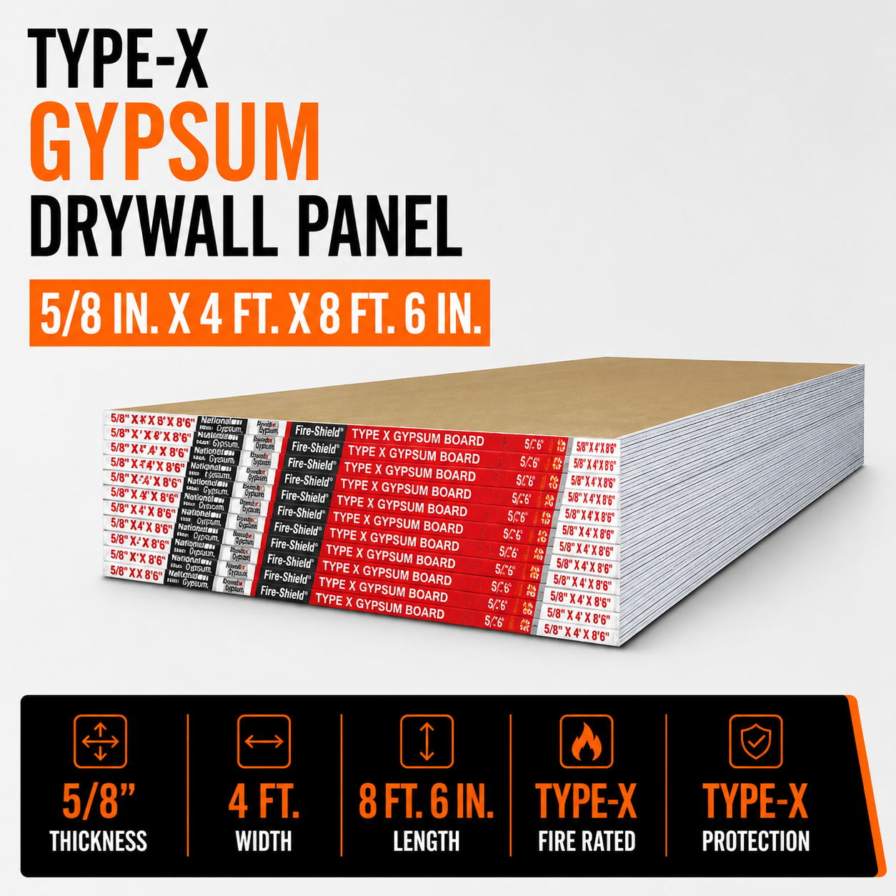 5-8 in x 4 ft x 8 ft 6 in Type-X Gypsum Drywall Panel