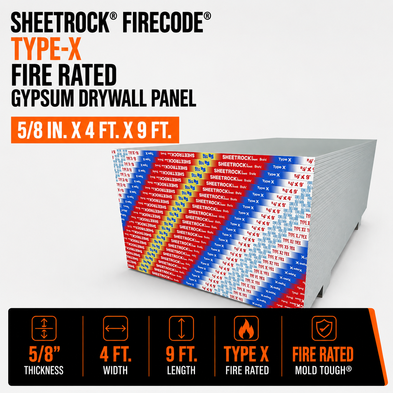 5/8 in. x 4 ft. x 9 ft. TYPE X Gypsum Drywall Panel