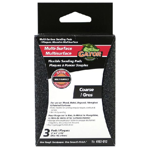 Gator Flexible Multi-surface Sanding Pads - Coarse Grit - Aluminum Oxide - Black - 3-Pack