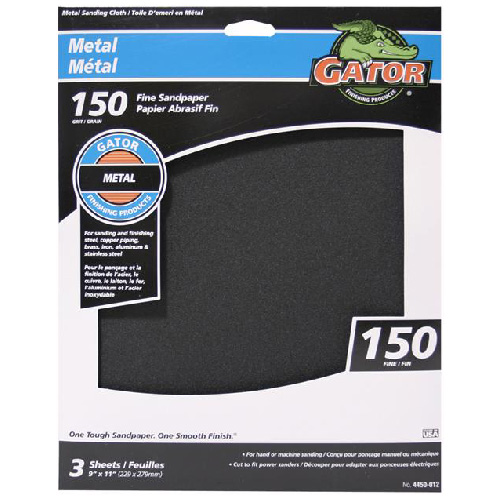 Gator Metal Finishing Sandpaper Sheets - 9-in W x 11-in L - 150 Grit - 3 Per Pack
