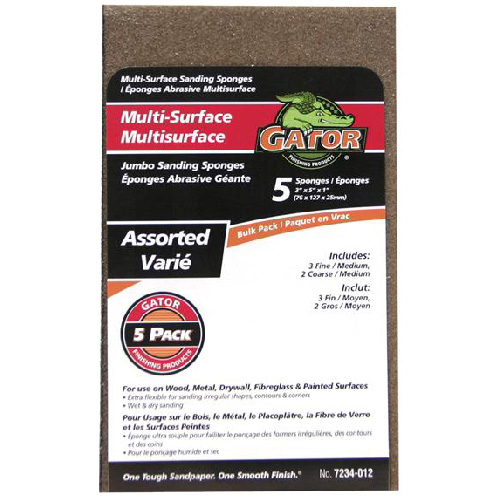 Gator Sanding Sponges - Multi-Surface - Jumbo - 5-Pack - 3-in x 5-in x 1-in
