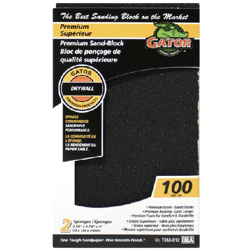 Gator Premium Sanding Block - 100-Grit - 4 7/8-in L x 2 7/8-in W - 2 Per Pack