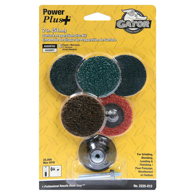 Gator PowerPlus 2-in Dia Assorted Abrasive Multi-Grade Surface Preparation Sanding Disc Kit 6/Pc