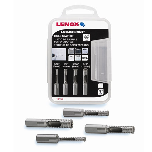 Lenox Diamond Hole Saw Kit with Storage Case - 4-Piece Set - Non-Arboured - Diamond Grit
