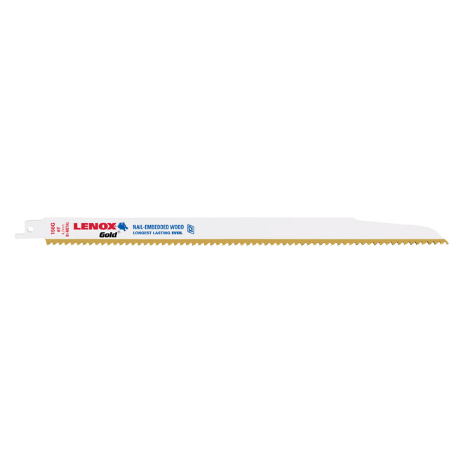 Lenox Reciprocating Saw Blades - Gold - Bi-Metal - 6 TPI - 12-in x 3/4-in - Nail-Embedded Wood - 5 Per Pack