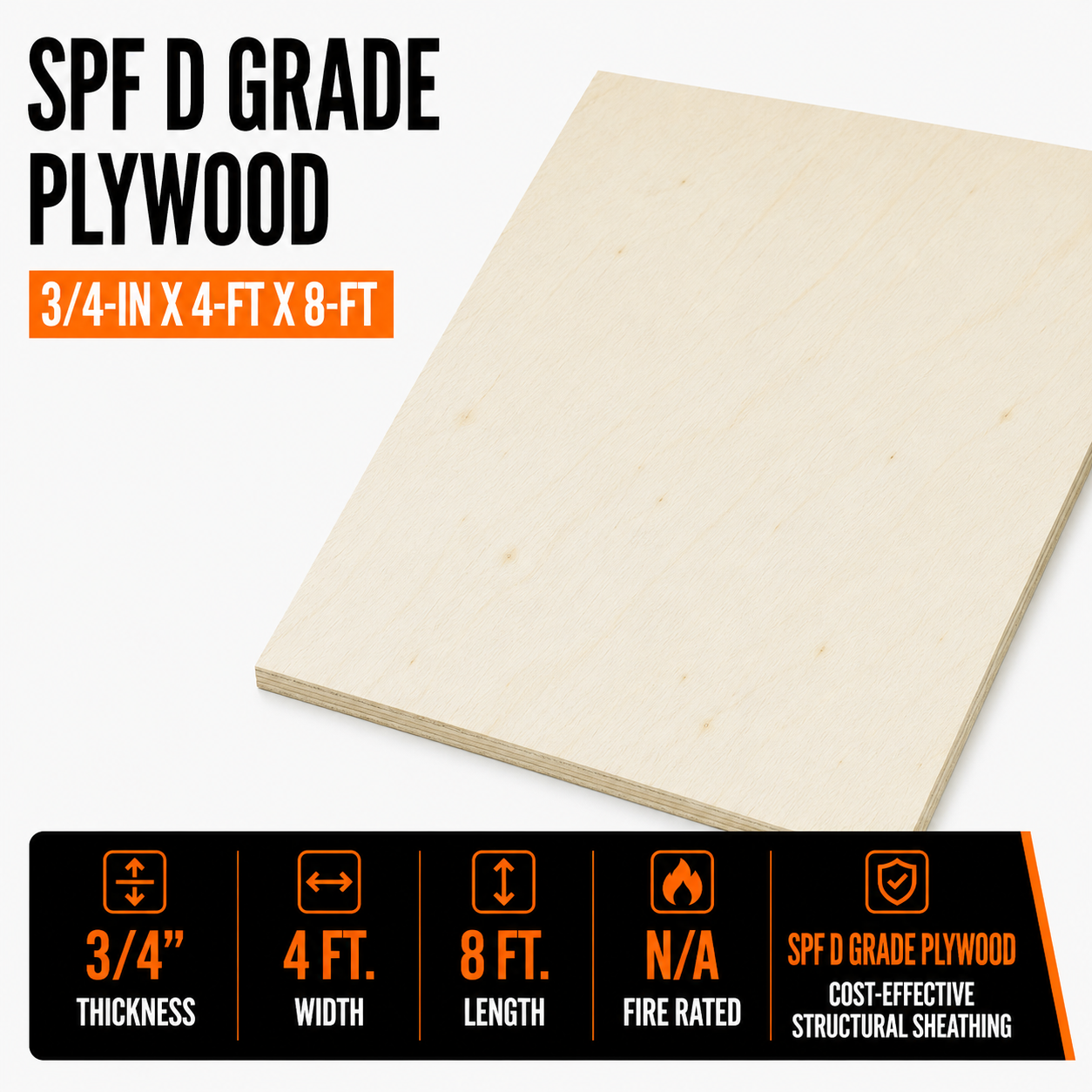 3/4-in x 4-ft x 8-ft Plywood SPF D Grade