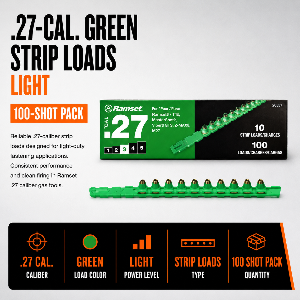 0.27-Caliber Green Strip Loads (100-Shot Pack)