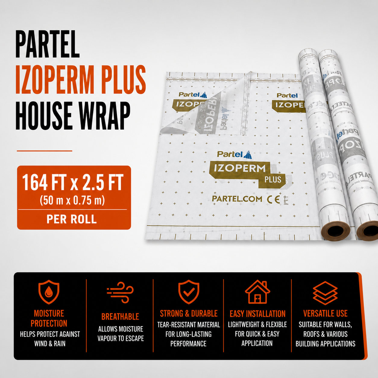 PARTEL Izoperm Plus House Wrap 164-ft x 2.5-ft