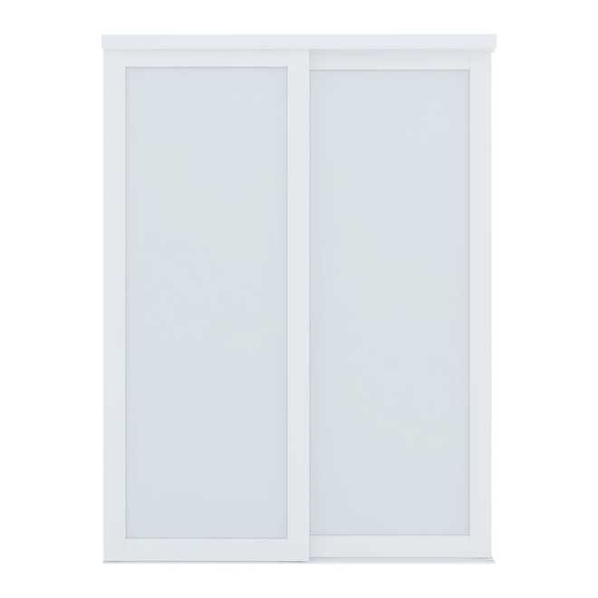 Landon & Co. 60 W x 80.5-in H White Sliding Door w/ 1-Lite and Frosted Glass