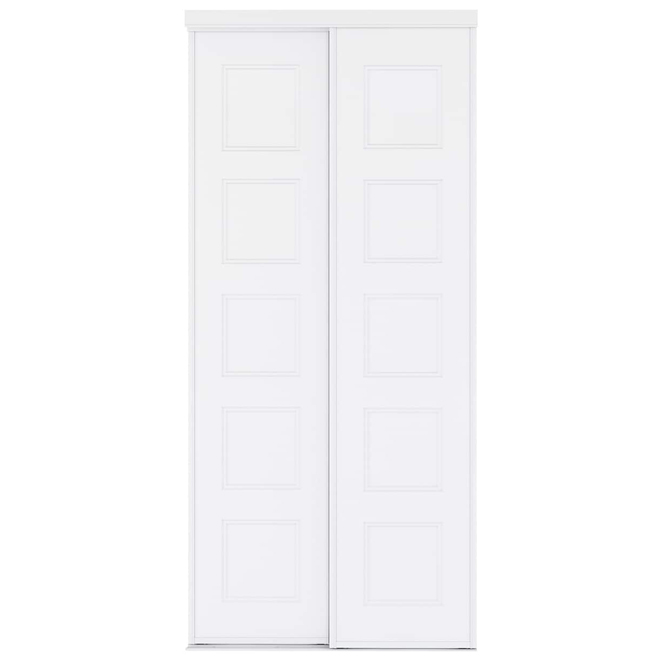 Landon & Co. Primed Sliding Door with 5 Panels for Closets 36 x 80-in - White