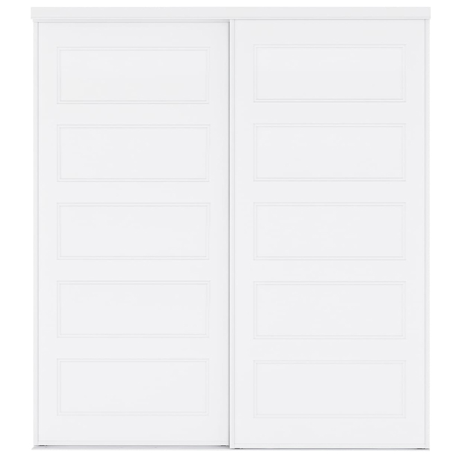 Landon & Co. Primed Sliding Door with 5 Panels for Closets 72 x 80-in - White