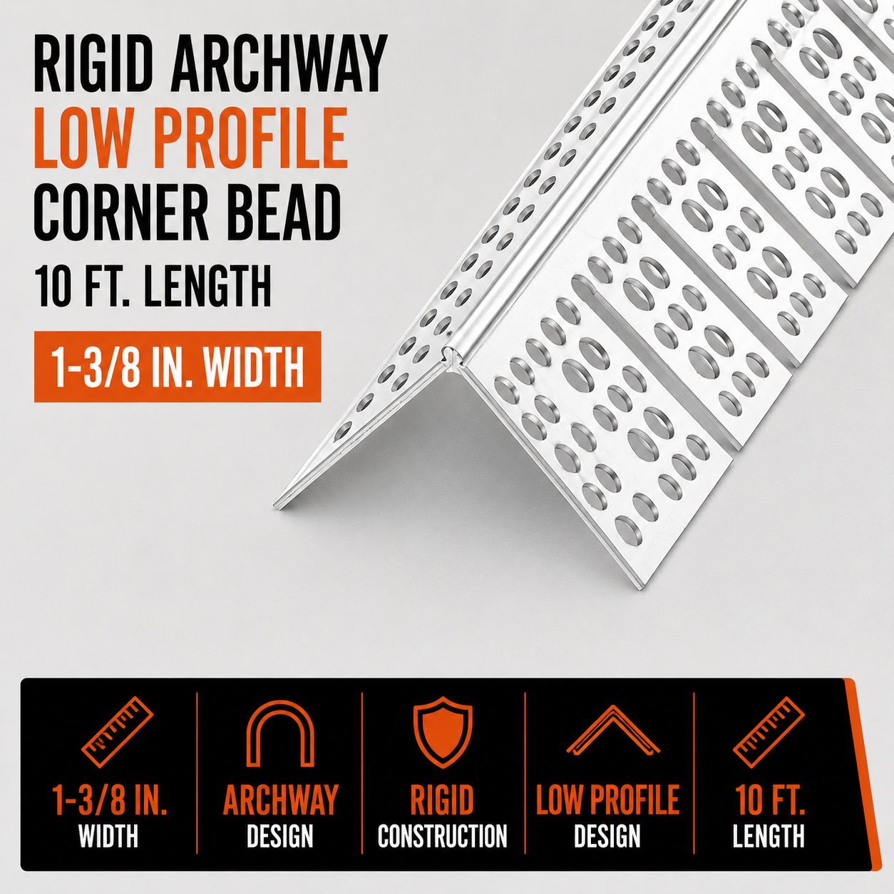 1.375 in x 10 ft Rigid Archway Low Profile Corner Bead