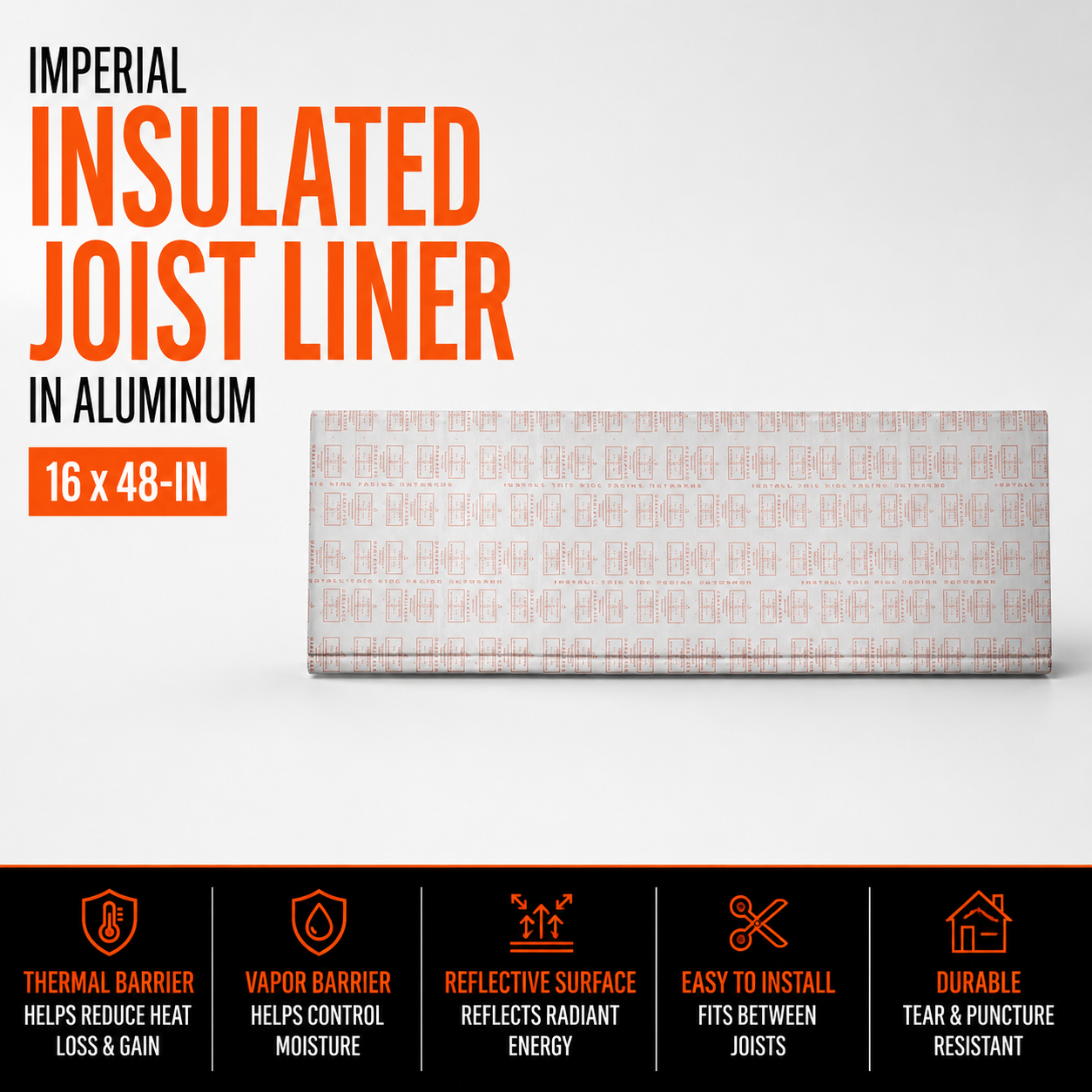 Imperial Insulated Joist Liner in Aluminum 16 x 48-in