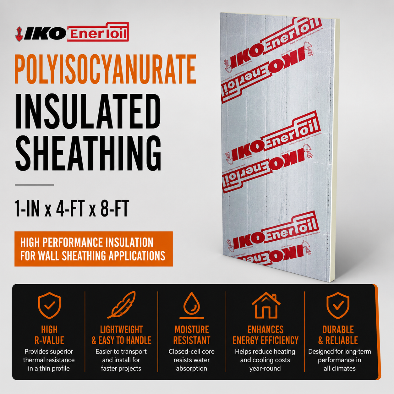 IKO 1-in x 4-ft x 8-ft Polyisocyanurate Insulated Sheathing