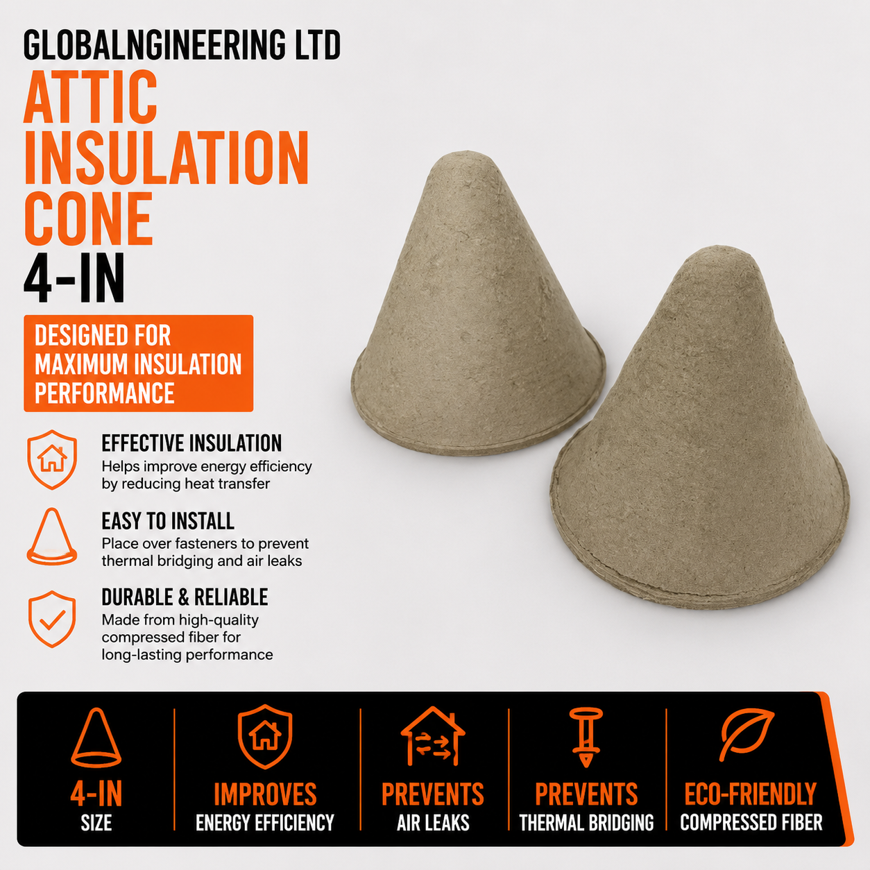 GlobalNgineering LTD Attic Insulation Cone 4-in