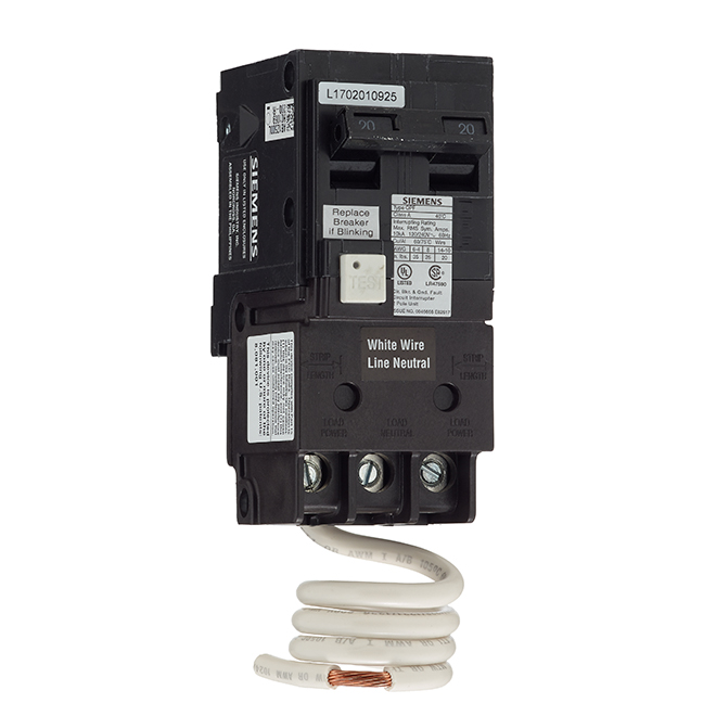 2-Pole 120/240 V AC GFCI Circuit Breaker - 20 A Rated