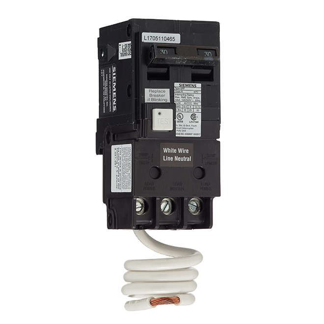 2-Pole 120/240 V AC GFCI Circuit Breaker - 30 A Rated