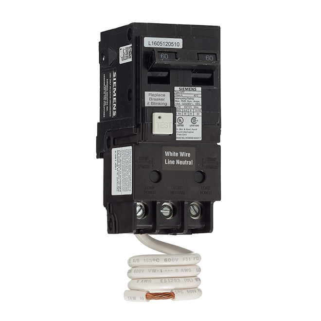 2-Pole 120/240 V AC GFCI Circuit Breaker - 60 A Rated