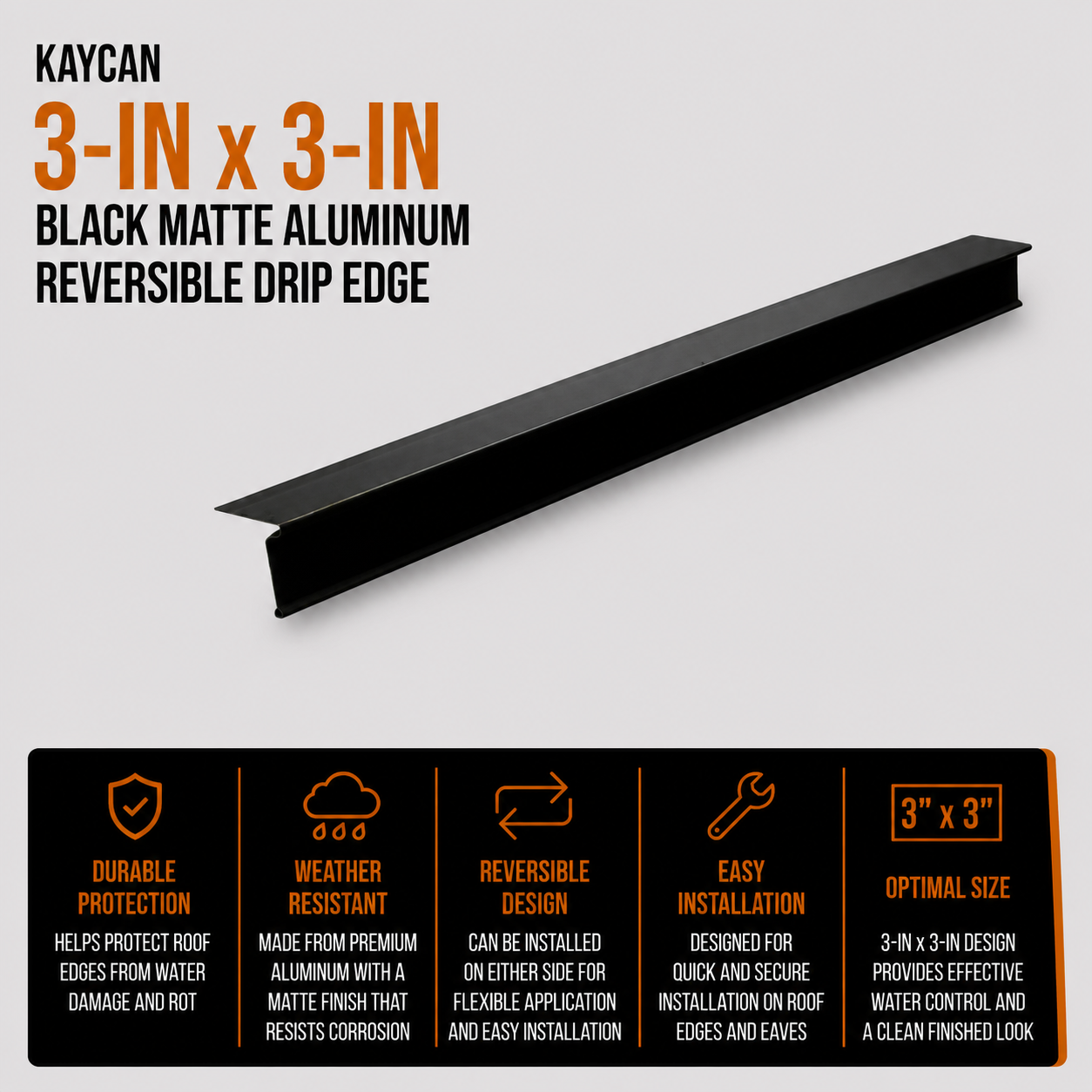 Kaycan 3-in x 3-in Black Matte Aluminum Reversible Drip Edge