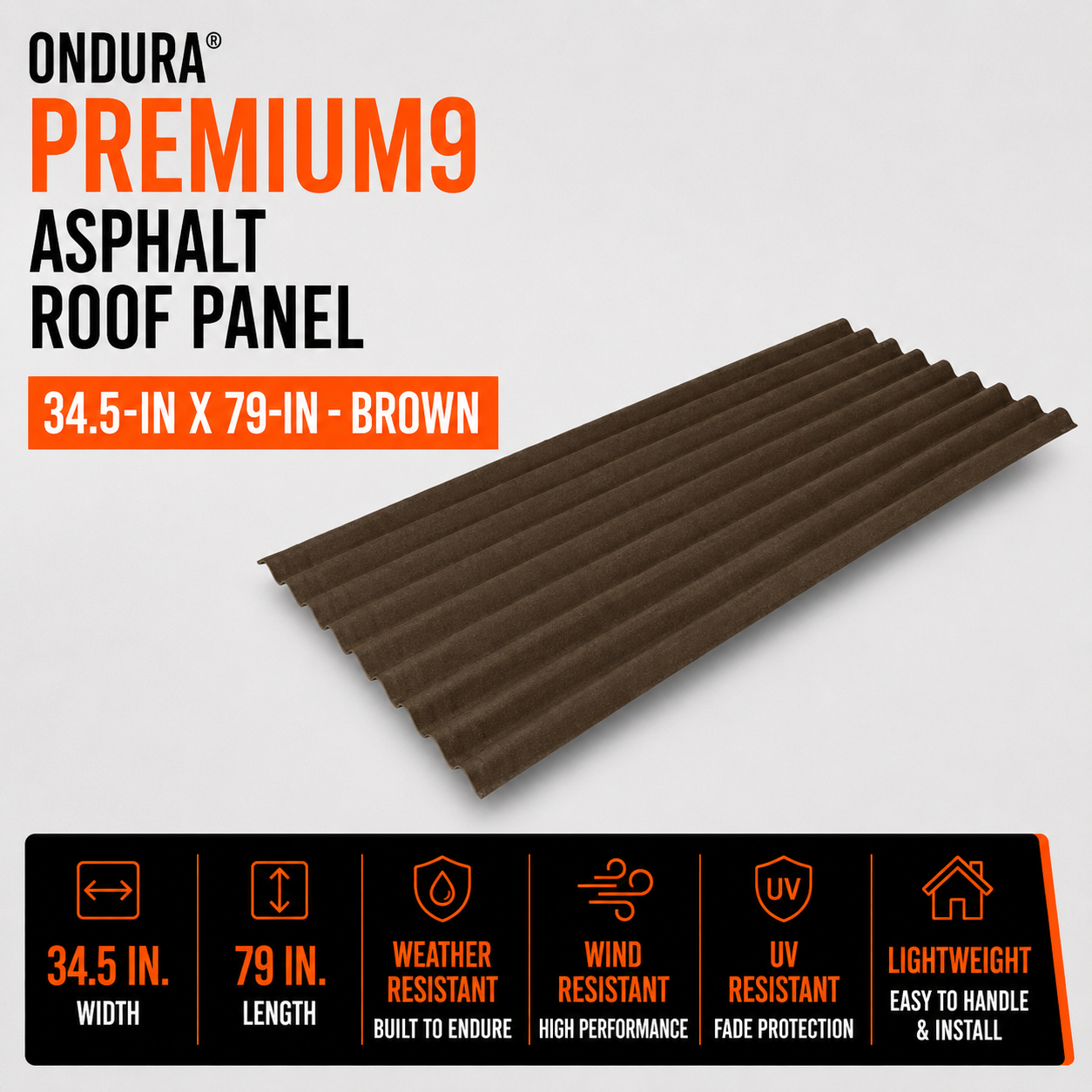 Ondura Premium9 34.5-in x 79-in Brown Asphalt Roof Panel