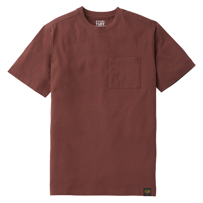 Tilley Tuff Legacy Men's T-Shirt with Pocket in Maroon Cotton - Large
