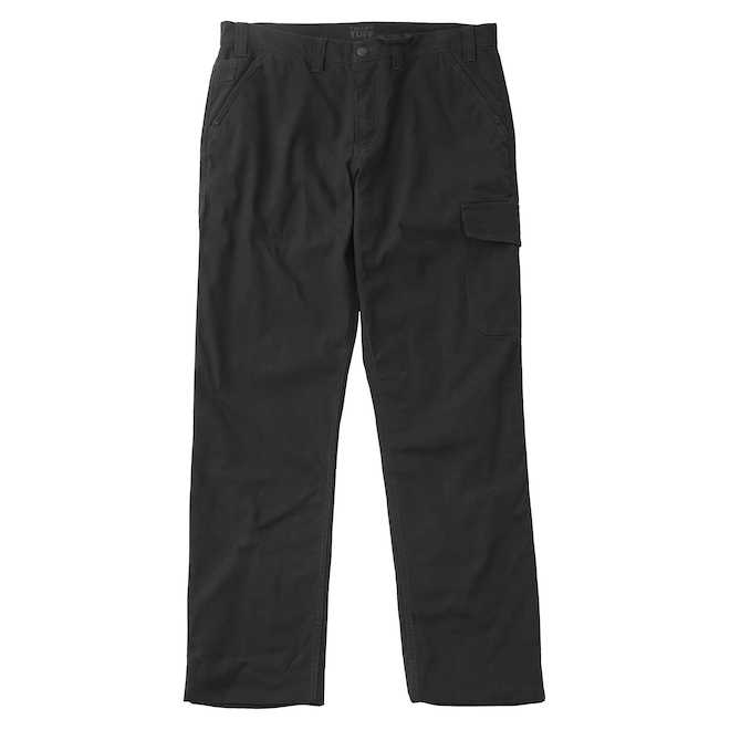 Tilley Tuff Utility Pant in Flannel-Lined Cotton for Men with 7 Pockets 44 x 32 - Black
