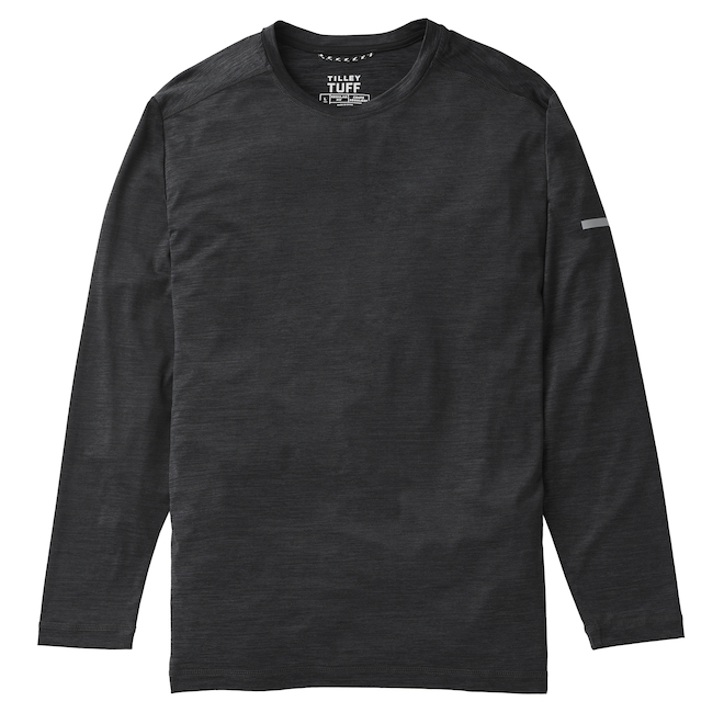 Tilley Tuff Men's Long-Sleeved T-Shirt in Stretchable Dark Grey Nylon - Large