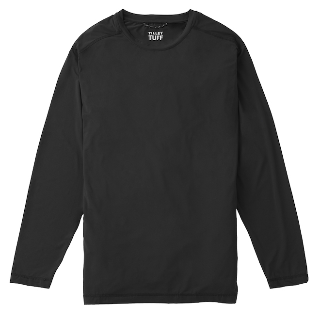 Tilley Tuff Men's Long-Sleeved T-Shirt in Stretchable Black Nylon - Large