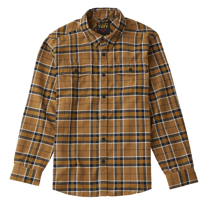Tilley Tuff Flannel Button-Down Work Shirt for Men in Yellow Plaid - Small