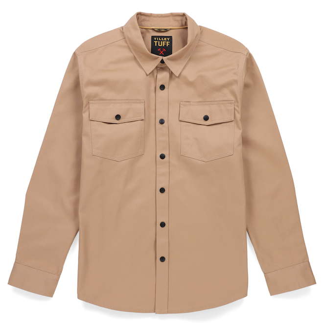 Tilley Tuff Button-Down Work Shirt for Men in Sand Cotton/Polyester - Small