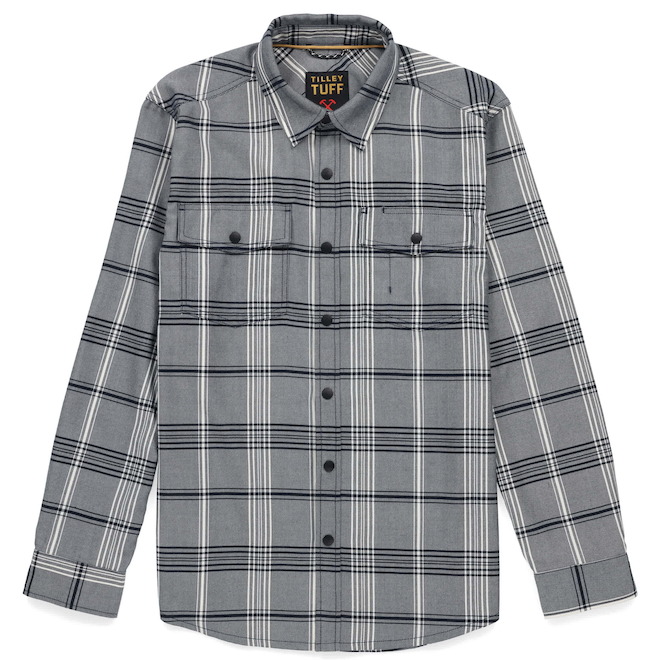 Tilley Tuff Long-Sleeve Work Shirt for Men in Plaid Indigo Cotton - 3X-Large