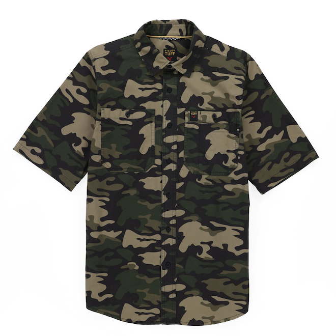 Tilley Tuff Short-Sleeve Work Shirt for Men in Camouflage Olive Cotton - 3X-Large