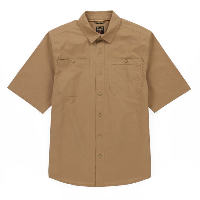 Tilley Tuff Short-Sleeve Work Shirt for Men in Sand Cotton - Medium