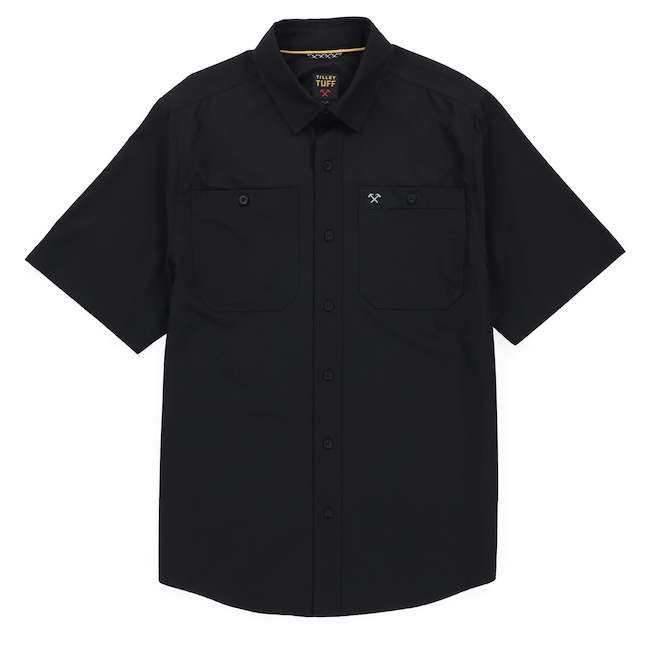 Tilley Tuff Short Sleeve Work Shirt for Men in Black Polyester with 2 Pockets - Medium