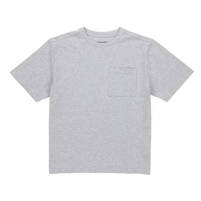 Tilley Tuff Legacy T-Shirt for Women in Light Grey Cotton with Pocket - X-Large