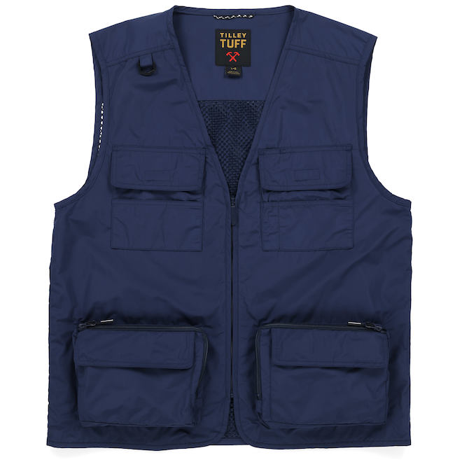 Tilley Tuff Sleeveless Utility Vest in Blue Polyester with 6 Pockets - X-Large