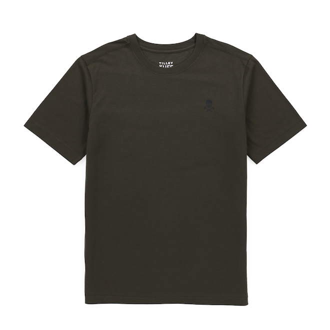Tilley Tuff T-Shirt for Men in Dark Olive Cotton with Logo - Small