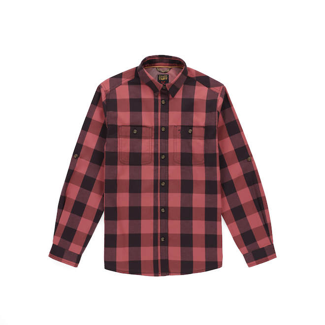 Tilley Tuff Work Shirt for Women with Chest Pockets in Rose Mesa Plaid Cotton - Large