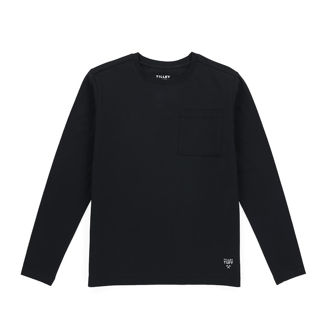 Tilley Tuff Legacy Long-Sleeved T-Shirt for Women in Black Cotton with Pocket - Medium