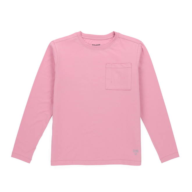 Tilley Tuff Legacy Long-Sleeved T-Shirt for Women in Heather Rose Cotton with Pocket - Large