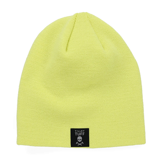 Tilley Tuff Knit Beanie for Men in Neon Green with Reflective Logo - One Size